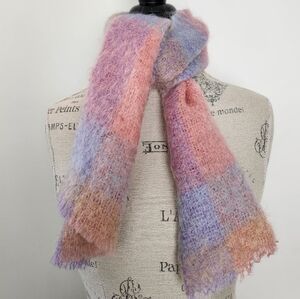 Pastel Pink Mohair Knit Scarf